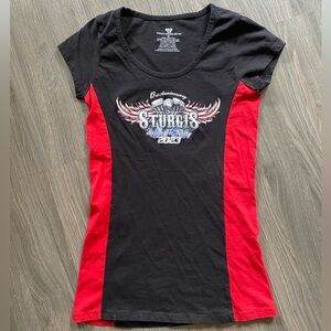 Woman’s biker print tee shirt